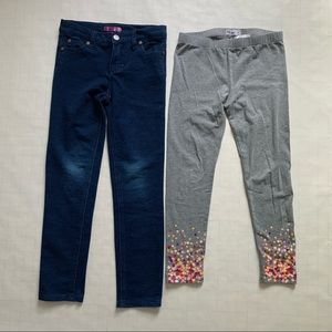 2for$20 Aqua little girls denim-like Jeggins and Epic Threads leggings sz 6X